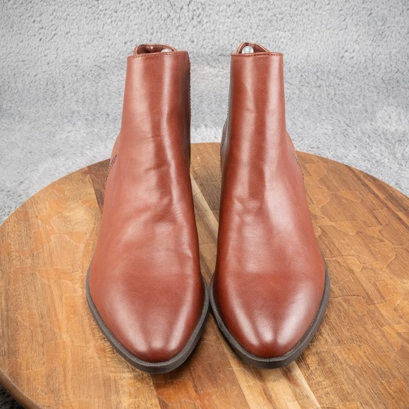 Sam Edelman Whiskey Tan Highland Croc Studded Ankle Booties Size 8 - Picture 2 of 6